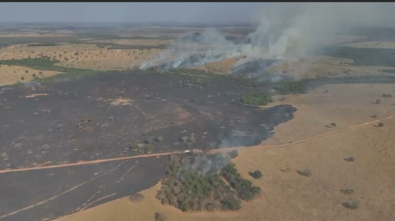 Imagem de compartilhamento para o artigo Incêndio destrói mais de mil hectares na zona rural de Figueirão e mobiliza prefeitura e voluntários no combate às chama da MS Todo dia